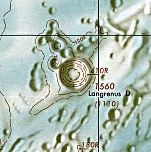 Historischer Kartenauschnitt mit Höhenangaben des Lunar and Planetary Institute