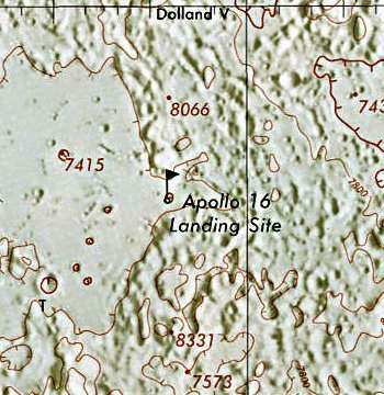 Historischer Kartenauschnitt mit Höhenangaben des Lunar and Planetary Institute