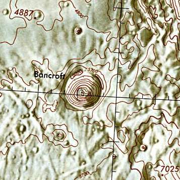 Historischer Kartenauschnitt mit Höhenangaben des Lunar and Planetary Institute