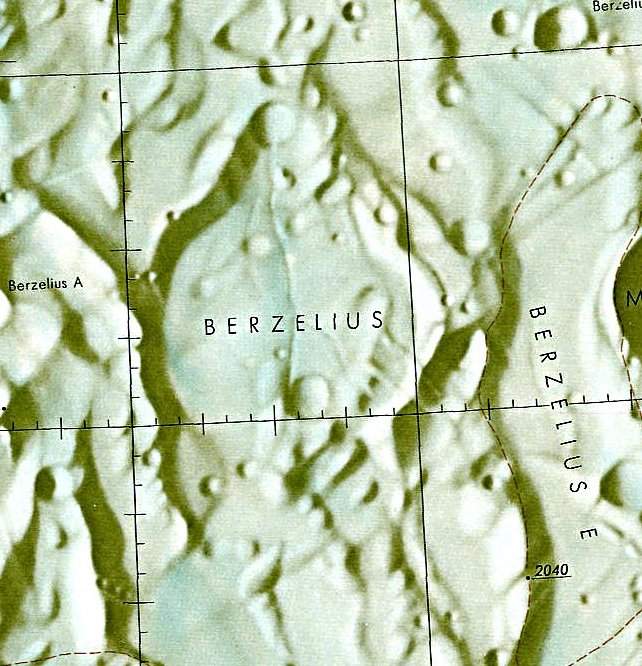 Historischer Kartenauschnitt mit Höhenangaben des Lunar and Planetary Institute