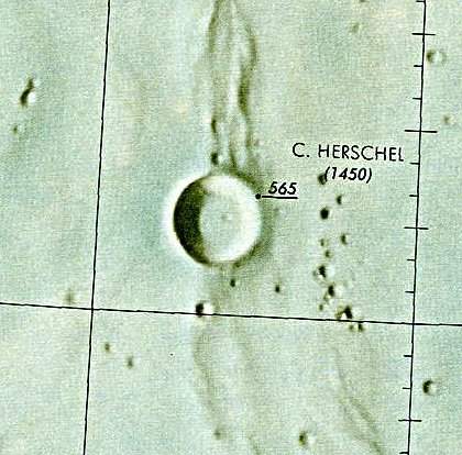 Historischer Kartenauschnitt mit Höhenangaben des Lunar and Planetary Institute