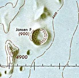 Historischer Kartenauschnitt mit Höhenangaben des Lunar and Planetary Institute