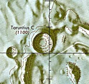 Historischer Kartenauschnitt mit Höhenangaben des Lunar and Planetary Institute