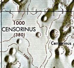 Historischer Kartenauschnitt mit Höhenangaben des Lunar and Planetary Institute
