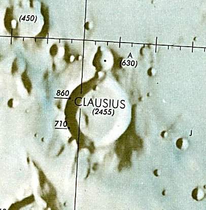 Historischer Kartenauschnitt mit Höhenangaben des Lunar and Planetary Institute