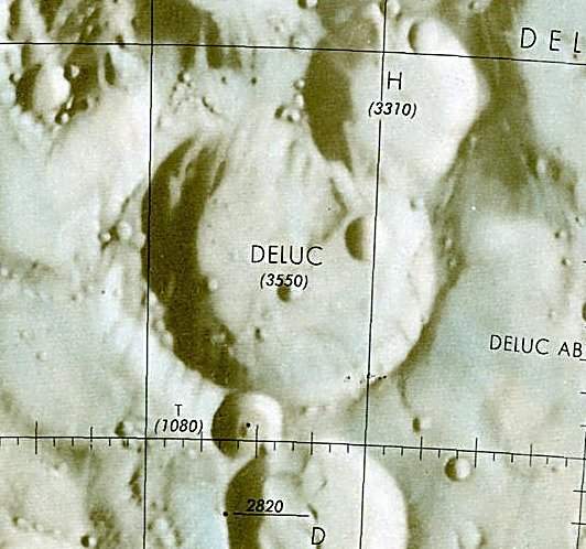 Historischer Kartenauschnitt mit Höhenangaben des Lunar and Planetary Institute