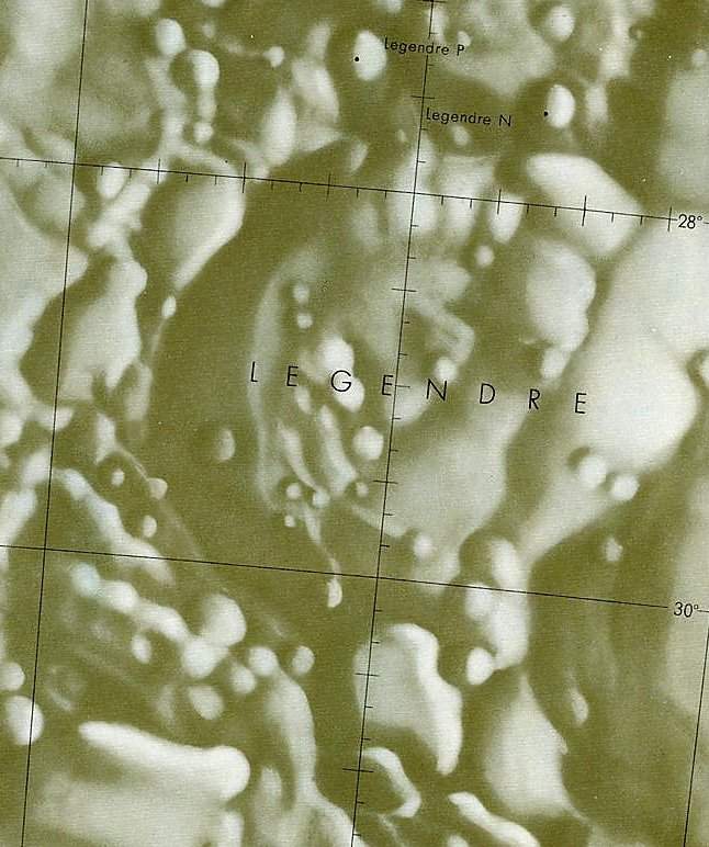 Historischer Kartenauschnitt mit Höhenangaben des Lunar and Planetary Institute