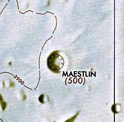 Historischer Kartenauschnitt mit Höhenangaben des Lunar and Planetary Institute