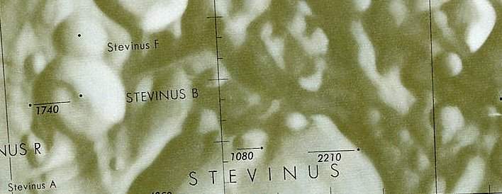 Historischer Kartenauschnitt mit Höhenangaben des Lunar and Planetary Institute