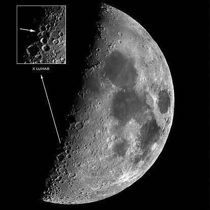 Das Lunar X in einer Mondfotografie